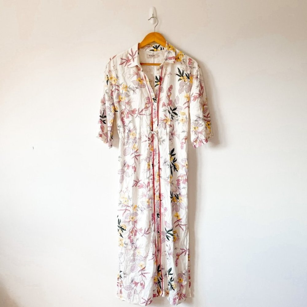 Soaked In Luxury Floral Button Down Midi Dress Sz M